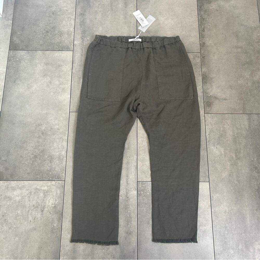 NEW Pharaoh Erika drop pant linen olive green lightweight pull on casual 4